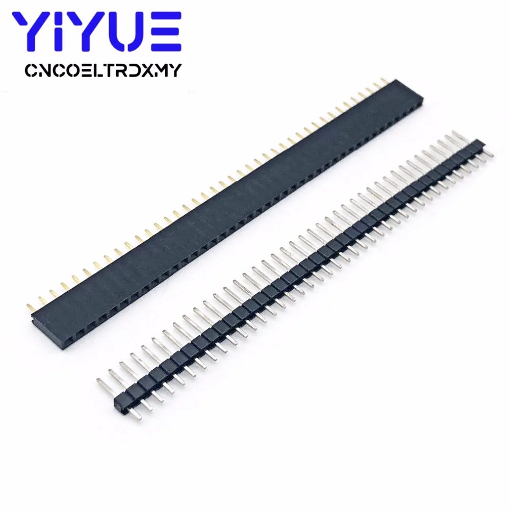 15 PCS Pack 40 Pin 2.54mm Single Row Straight Male + Female Pin Header Strip black