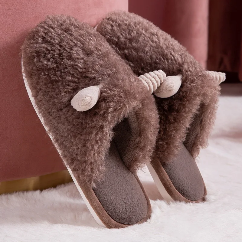 

Women Mens Couples Winter Warm Slippers Cute Animals Shape Flip Flops Flats House Sandals Floor Home Slippers Indoor Shoes