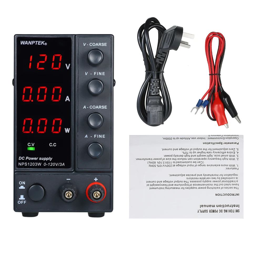 Black AU Plug Высокоточный Регулируемый мини-источник питания NPS1203W 0-120V 0-3A импульсный источник питания постоянного тока 3 цифры светодиодный дисплей - Цвет: Black AU Plug
