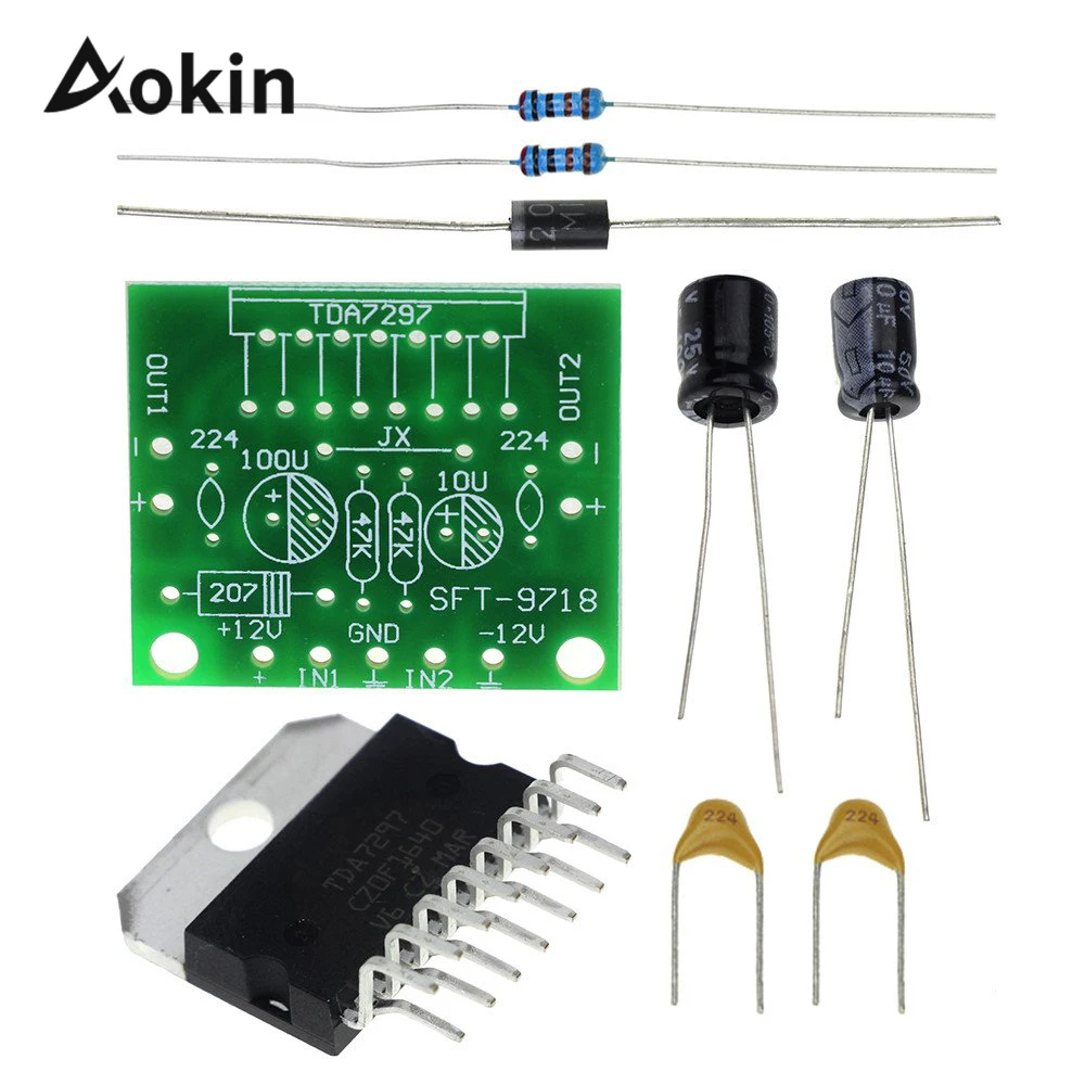 TDA7297 15W amplifier board spare parts dc 12v grade 2.0 dual audio encoding 15w electronic diy kit | Компьютеры и офис