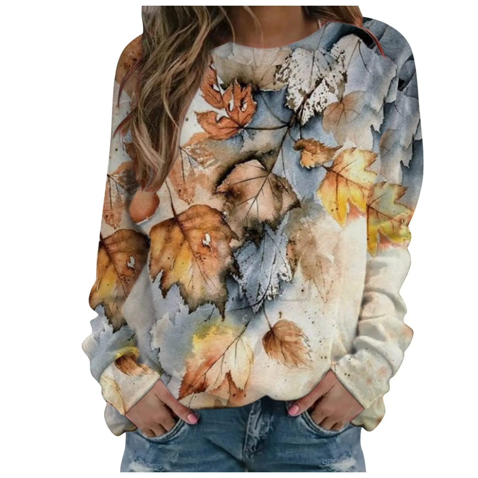 Women's Fashion Print Sweatshirt Long 