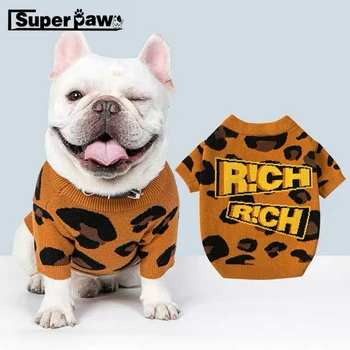 

Fashion Pet Dog Leopard Sweater Jumper Clothes Winter Warm Hoodie Jacket Coat for Small Medium Dogs Cat French Bulldog Pug MPC06