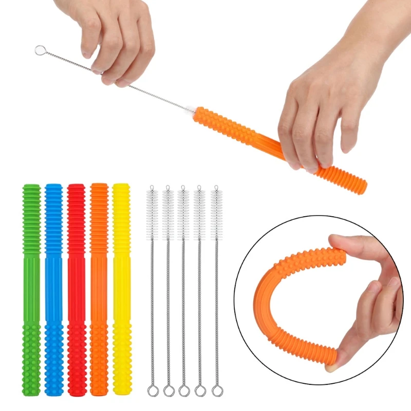 

5 Packs Baby Teether Silicone Grabber Kids Teethers Teething Toy for Children Autism and ADHD Oral Motor Chew Tools