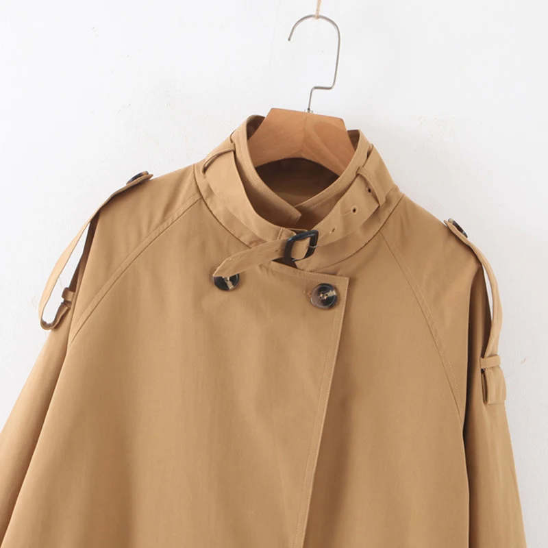 Wixra Womens Trench Oversized Double Breasted Basic High Quality Khaki Long Coat Female Classic Windbreaker Outerwear