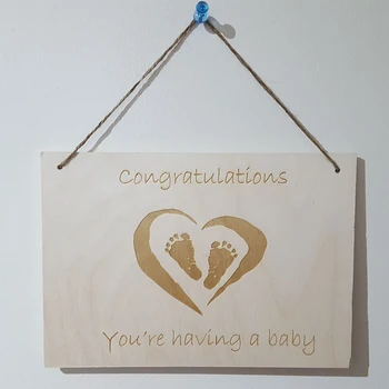 

OMG We're Pregnant/You're Having a baby,New Baby Feet & Heart Wooden wall plaque Sign Keepsake,Wall Plaque Sign