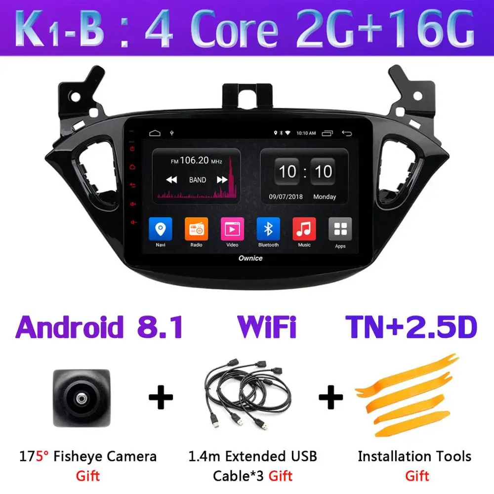 1din 360 ° панорамная камера 4G LTE Android 9,0 4G+ 64G gps радио DSP CarPlay Автомобильный плеер для Opel Corsa - Цвет: K1-B