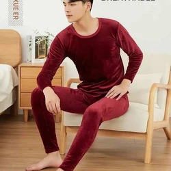 Pleuche Thermal Underwear Men Set Winter Warm Pajamas Long Johns Slim Tight Thermo Suits Fleece Insulated Pants Thick Black Red