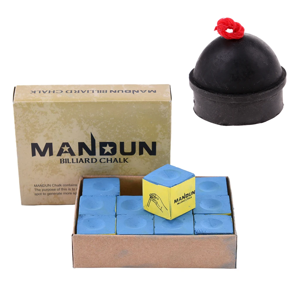 Box Of 12 Cubes Of Pool Cue Chalk Replacement With Chalk Cap Saver