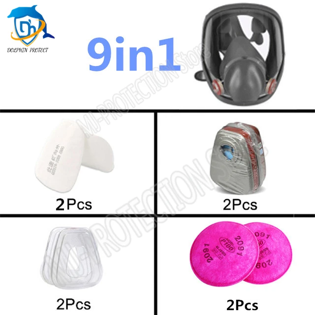 Respirator complet 2 în 1 - 7 în 1 6800 Costum de pulverizare pentru vopsire industrială Filtru de praf Mască de față completă