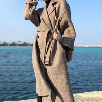 

KANCOOLD coats Womens Winter Lapel Wool Outwear Trench Long Sleeve Overcoat sashes fashion new coats and jackets women 2019Sep25