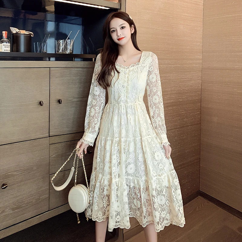 Autumn long sleeve lace dress children put the spring and autumn outfit in the new light of luxury aristocratic temperament high