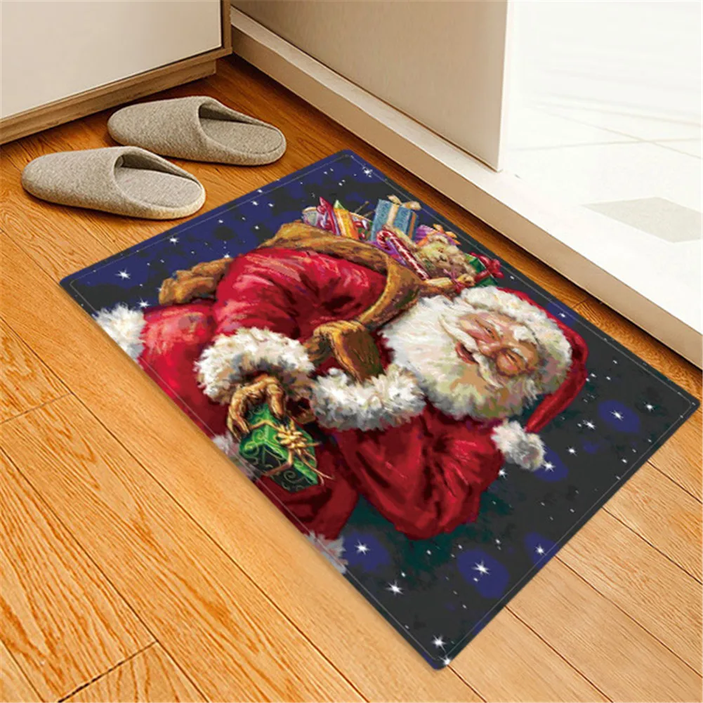 Популярные вечерние Противоскользящие коврики с рождественским Санта-Клаусом для кухни, дома, комнаты, декора ковров