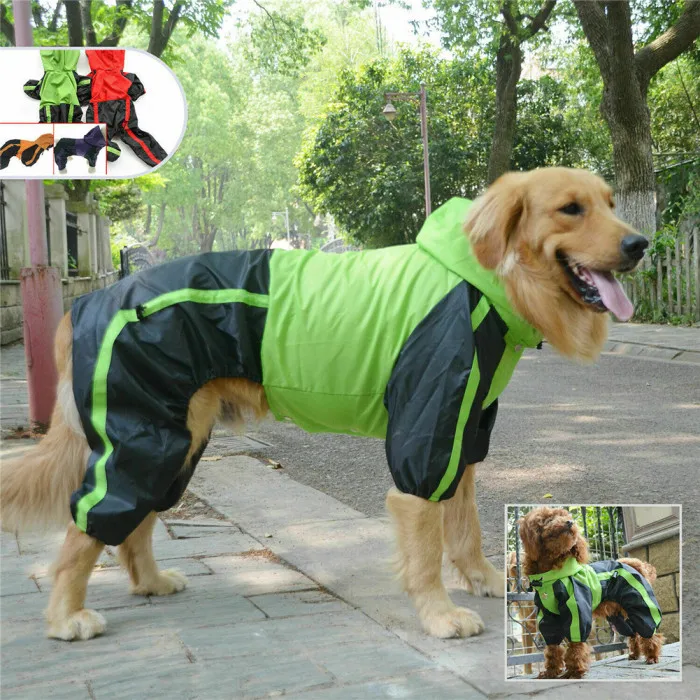 Pet Одежда с принтом в виде собак для снега и дождя; зимние пальто Водонепроницаемый плащи 4 ноги плащ для маленьких, средних и больших собак E2S
