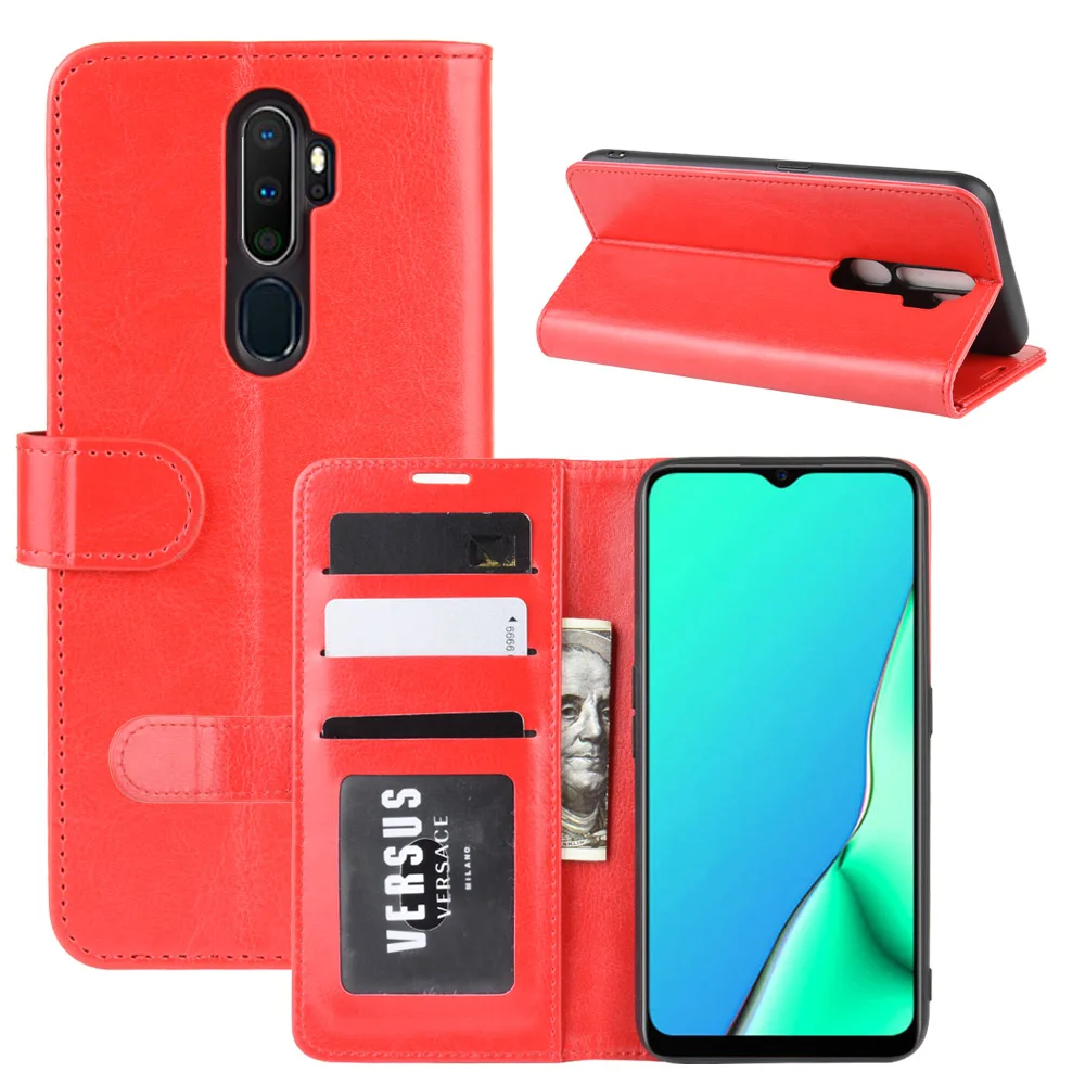 A11x или A9 чехол для OPPO A9() A11-X чехол-кошелек с отделением для карт Кожаный флип защитный чехол s Черный 9A A11 X A9 - Цвет: Красный