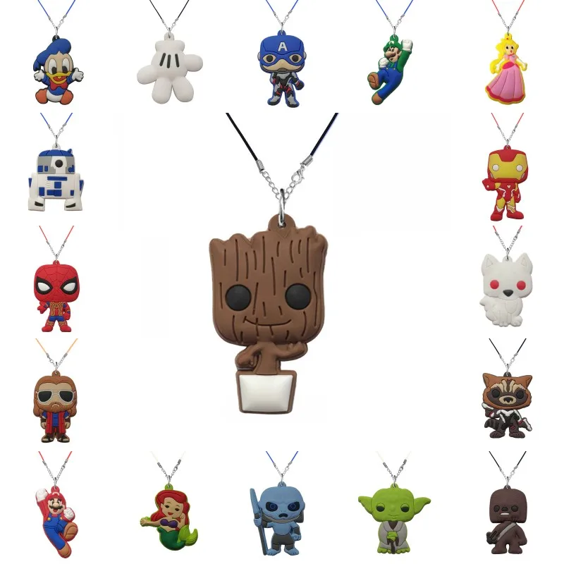

New 1pcs PVC Pendant Necklace Avenger Super Mario Star Wars Choker Rope Chain GOT Fashion Charm Accessories Kids Xmas Gift