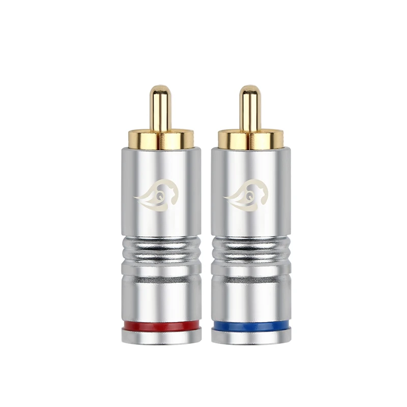 set QYFANG 4 шт./лот 24K позолоченный медный RCA штекер из углеродного волокна прочный линейный разъем пайки кабель блокировки аудио разъем адаптер - Цвет: set
