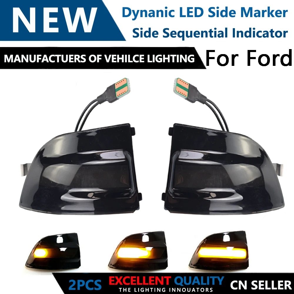 

Pair Dynamic LED Side Wing Rearview Mirror Blinker Flowing Turn Signal Light Sequential Indicator Lamp for Ford Focus MK2 C-MAX