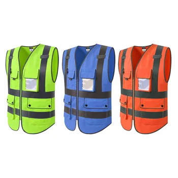 

New Arrivals High Visibility Zipper Reflective Vest Working Clothes with Pockets Outdoor Running Cycling Warning Safety Vests