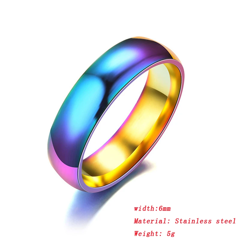 6 мм красочное кольцо из нержавеющей стали модные глянцевые кольца для мужчин и женщин Дети Прохладный мальчик ювелирные изделия подарок