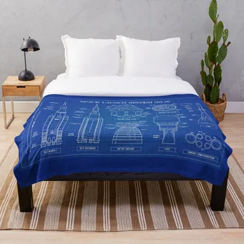 

Space Launch System SLS Blueprint Throw Blanket Soft Sherpa Blanket Bed Sheet Single Knee Blanket Office Nap Blanket
