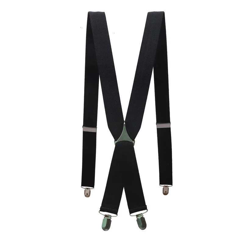 Solid Color Unisex Adult Suspenders Men 3.5cm Width Adjustable Elastic 4 Clips X Back Women Trousers Braces