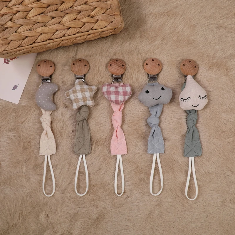 Baby Pacifier Clip Chain Cotton Cartoon Country Style Holder Dummy