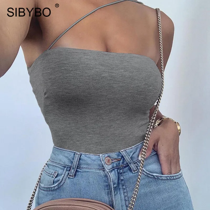 Женский хлопковый боди с открытыми плечами SIBYBO облегающий Боди без бретелек