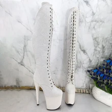 

Leecabe 20CM/8inches Pole dancing shoes High Heel platform Boots closed toe Pole Dance boots
