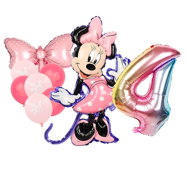 8pcs Minnie Balloons Minnie Mouse Birthday Party Decor Cartoon Foil Balloon Baby Shower Birthday Party Decorations 8pcs Number 4