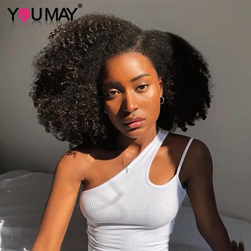 Afro Kinky Curly Clip In Hair Extensions For Black Women Human