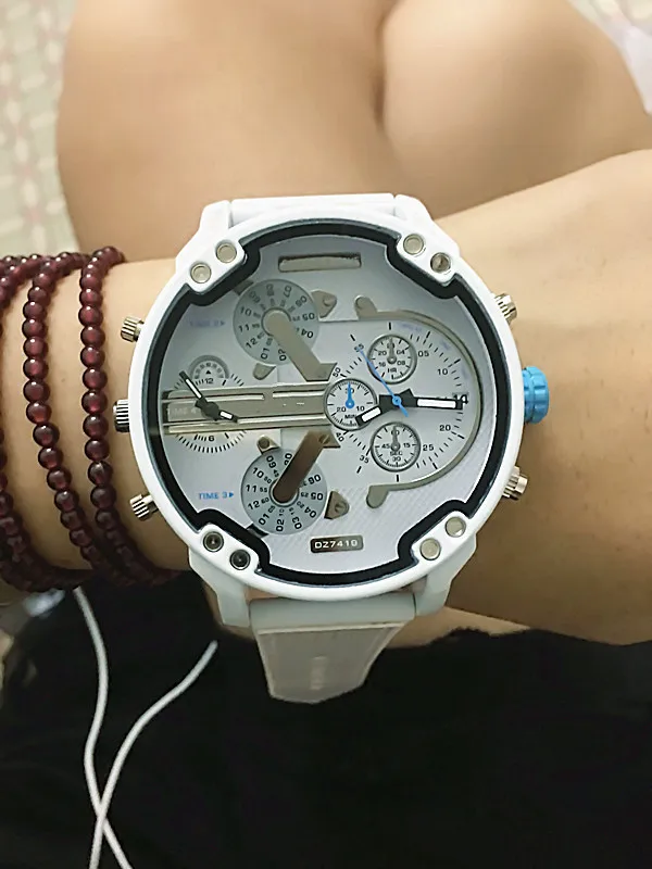 Men Big Large Dial Watch New Fashion Individual Clock Silicone Belt 7419  White Quartz Watch Sports Business Hour Male Dz - Quartz Wristwatches -  AliExpress