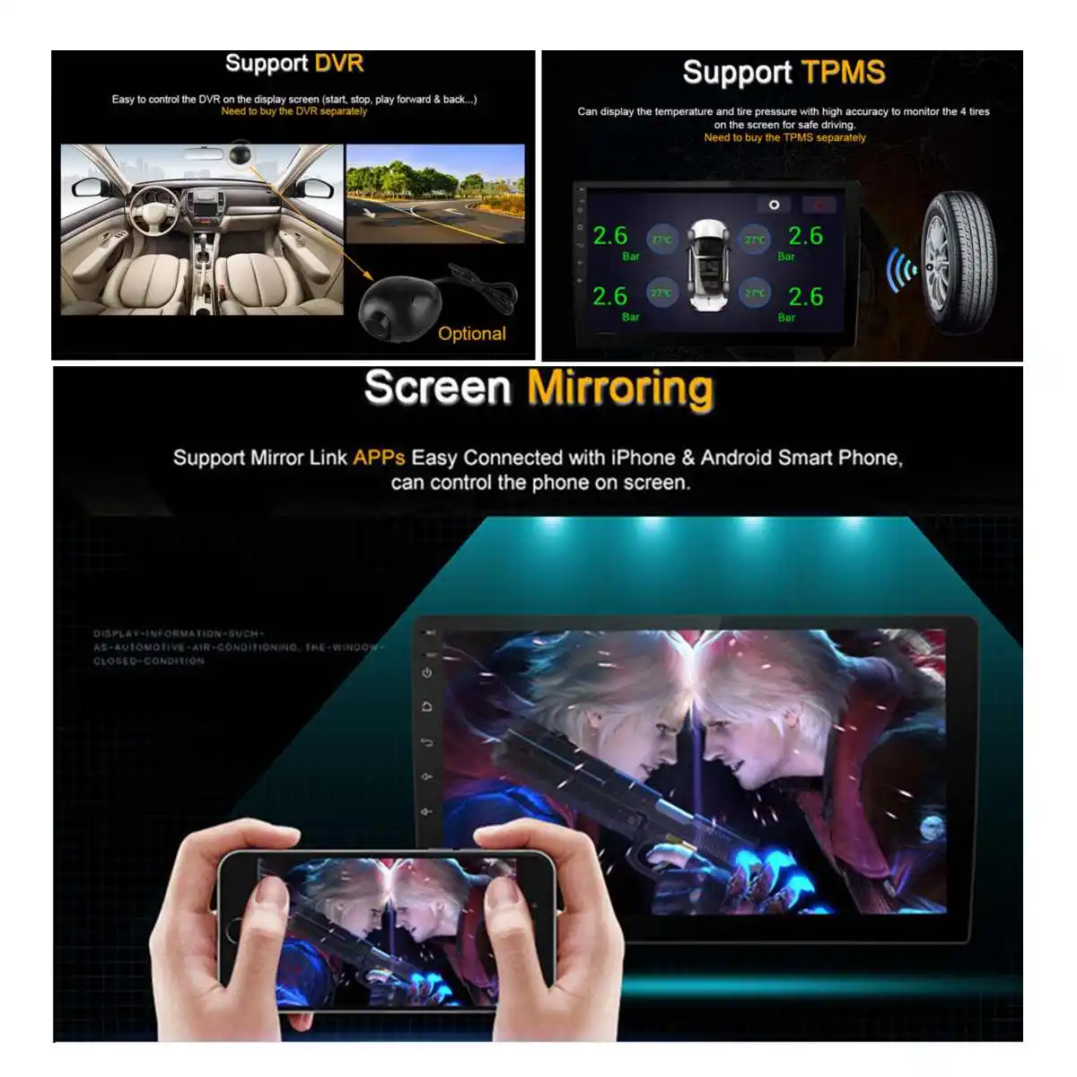 Perfect 10.1 Inch 2 DIN for Android 9.0 Car Stereo 4+32G Quad Core MP5 Player GPS WIFI FM AM Radio for HondaAccord 2003-2007 4 Perfect 10.1 Inch 2 DIN for Android 9.0 Car Stereo 4+32G Quad Core MP5 Player GPS WIFI FM AM Radio for HondaAccord 2003-2007 4