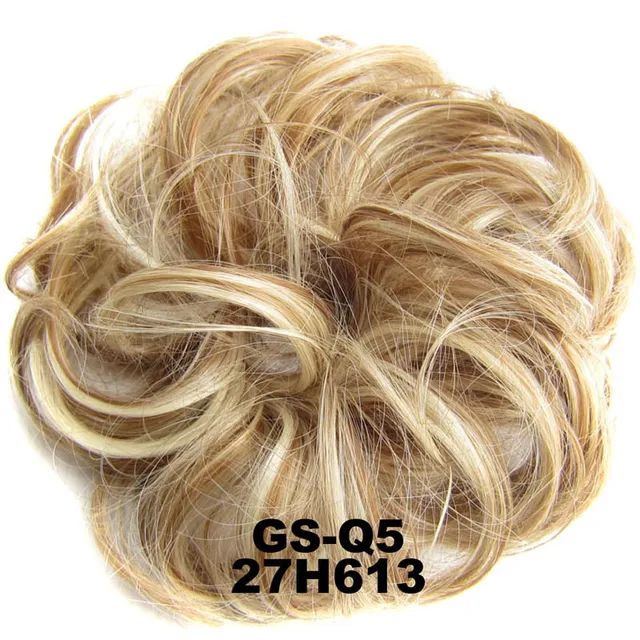 Jeedou Messy Chignon Donut Hair Bun Pad Elastic Hair Rope Rubber Band Synthetic Hairpiece Gary Brown Color 27H613