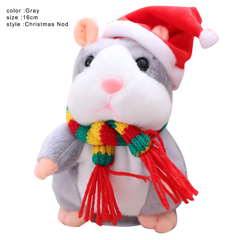 High Quality Talking Pet Scarf Hamster Toy Electronic Plush Noding Sound Recording Doll Kids Christmas Gifts