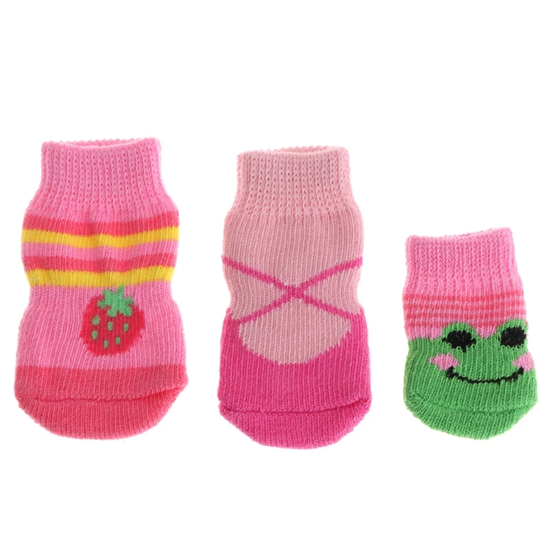 1 Set Pet Socks Blend Cotton Cute Dog Puppy Cat Non Slip Soft Warm Winter Shoes
