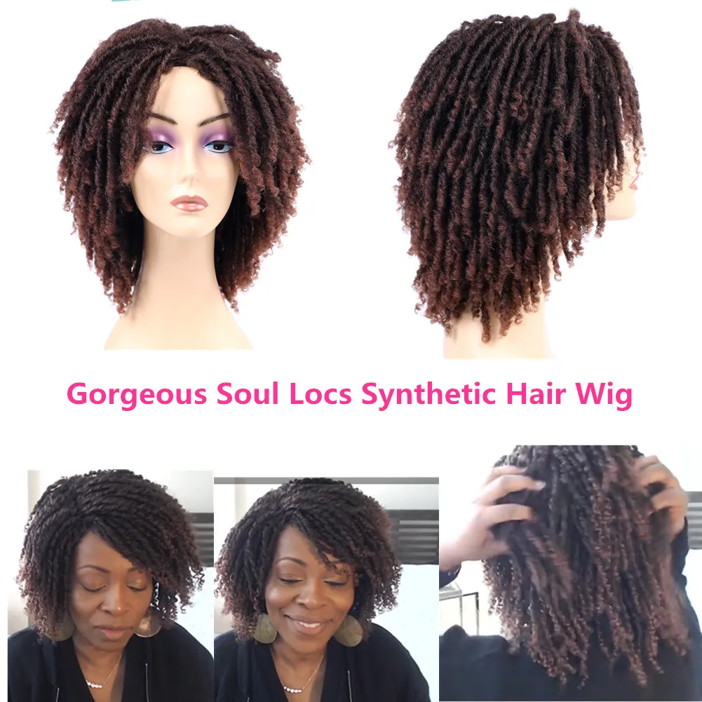 Hywamply короткие синтетические волосы дреды парики для африканских женщин богиня душа Locs крючком косы парик черный коричневый Омбре на каждый день парик