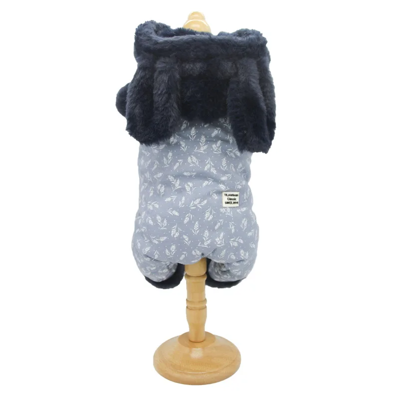 Autumn and Winter Newest Warm Dog Clothes Thickening Four-legged Clothes for Small Dog Cotton Warm Padded Jumpsuit for Dog - Цвет: Синий