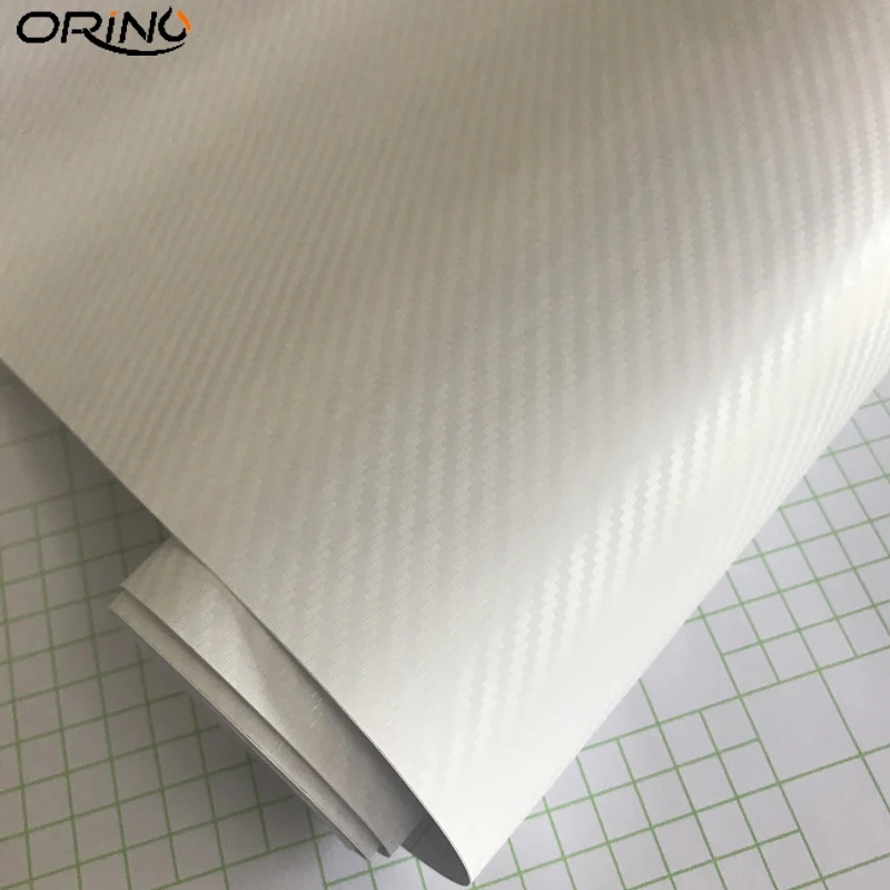 White 3D Carbon Fiber Vinyl Wrap Sticker-2