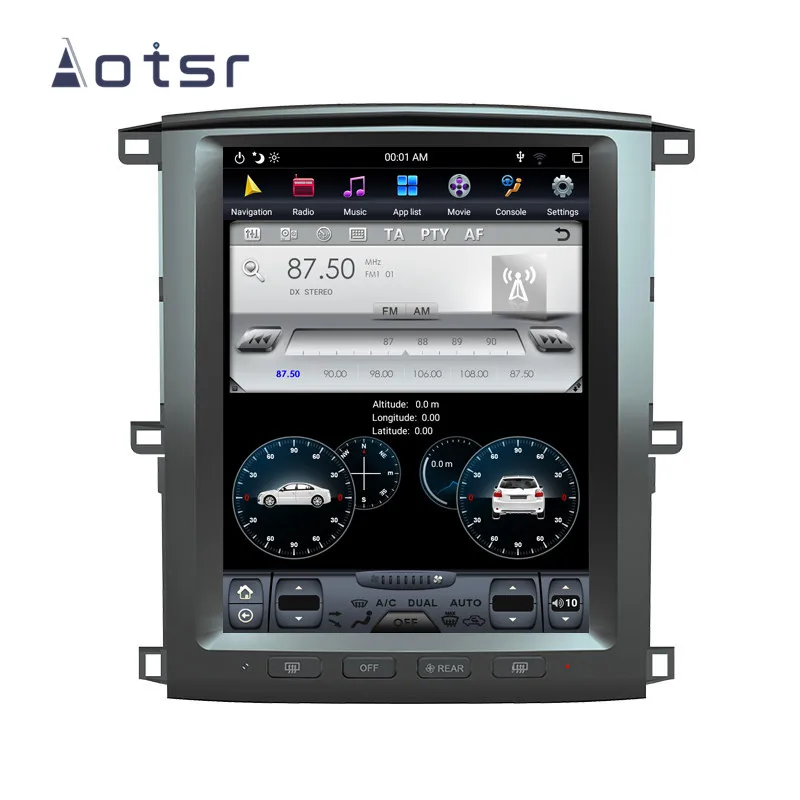 AOTSR Android 8,1 Tesla стиль HD экран Автомобильный gps навигатор для TOYOTA LAND CRUISER LC100 2003-2007 головное устройство мультимедийный плеер