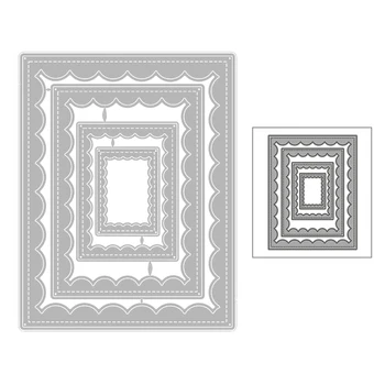

2020 New Hot Basic Rectangle Frame Border Nesting Background Edge Wave Metal Cutting Dies and For Scrapbooking Foil No Stamps