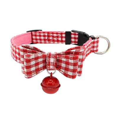Pink collar Собачий нейлоновый ошейник поводок Регулируемый клетчатый галстук-бабочка для маленьких и больших домашних собак индивидуальный воротник наряд поводок XS s m l - Color: Pink collar