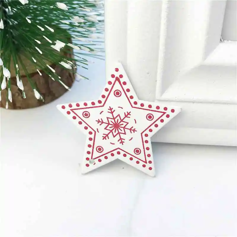 Бургундия 10pcs Christmas Tree Ornaments Nordic Style Wooden Christmas Tree Ornaments Christmas Tree Elk Christmas Decorations for Home - Цвет: Бургундия