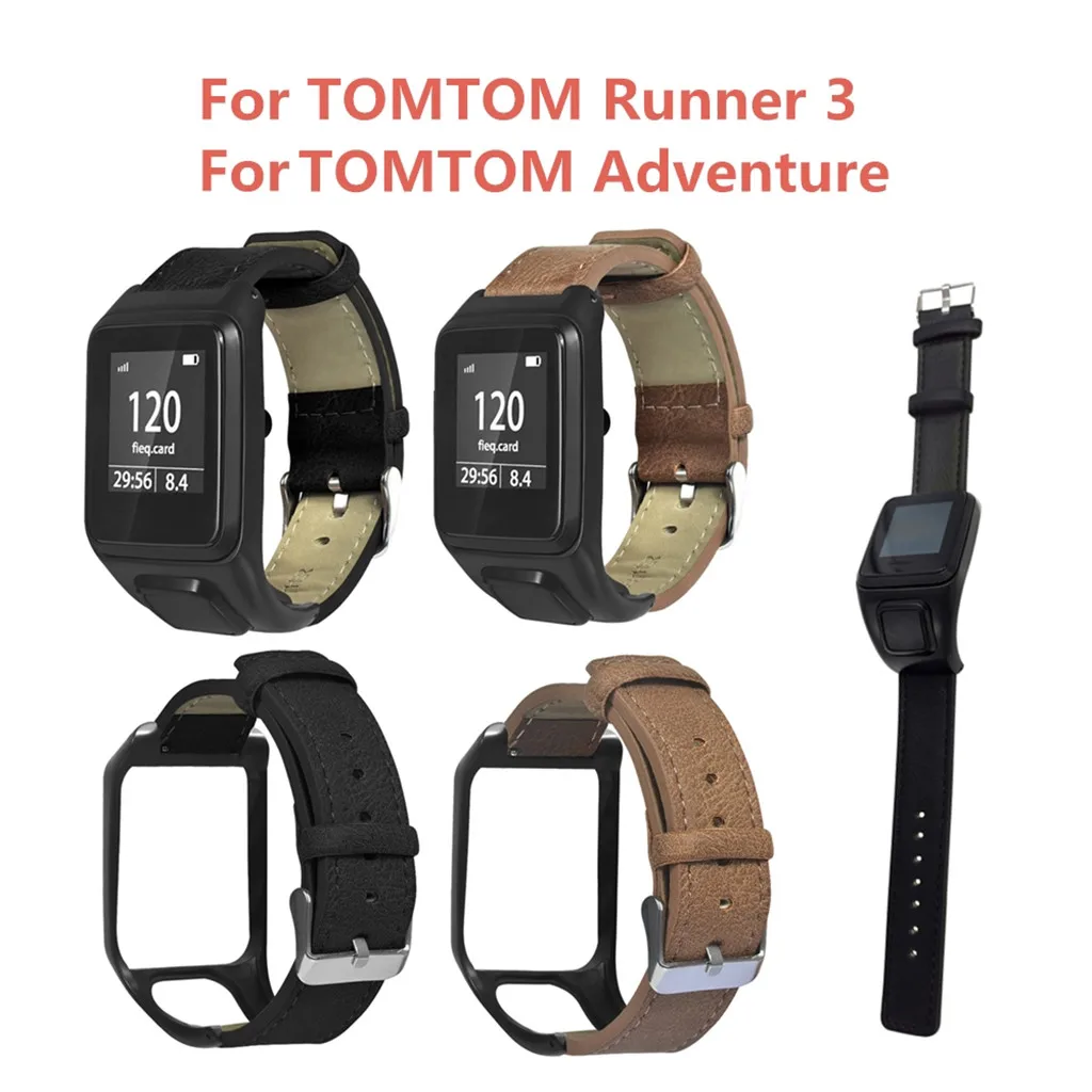 

2019 NEW Bracelet Silicone Rubber Bands Replacement Retro Leather WristStrap Watch Band for TOMTOM Runner 3/Adventurer #40