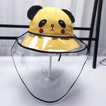 

Cute Panda Embroidered Fisherman Hat Anti-spitting Protective Hat Kids Dustproof Cover Hat Anti-saliva Face Cover Cap