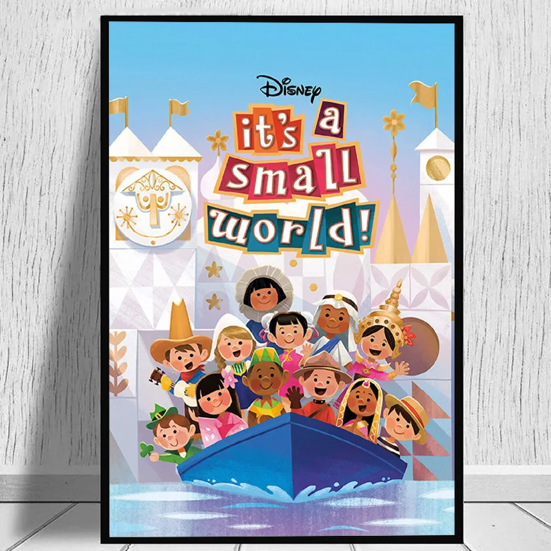 Walt Disney It'S A Small World Magic Kingdom Segno D'Ingresso Poster Walt Disney Fantasy World Art Canvas Painting Home Decor