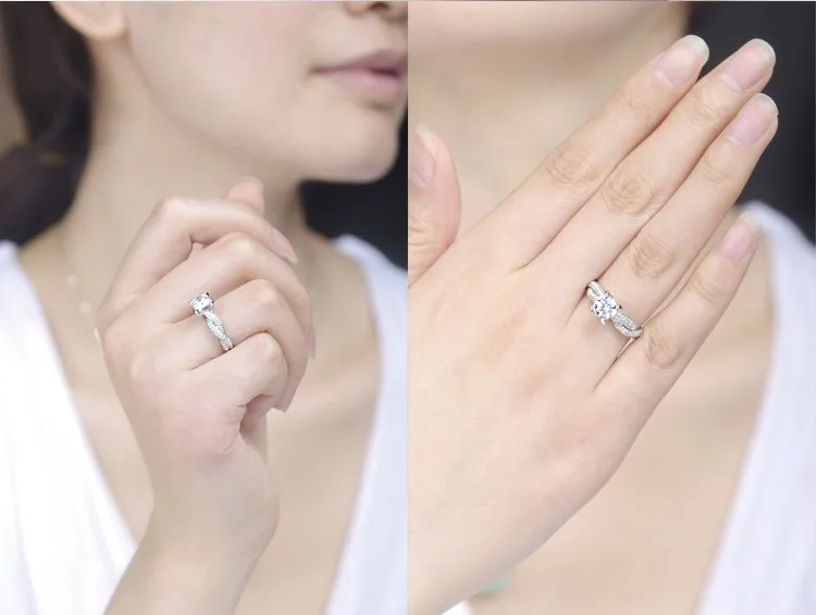 8,0 мм F VS1 тест положительное серебро 2CT Moissanite бриллиантовое кольцо супер люкс помолвка для женщин юбилейные ювелирные изделия 925