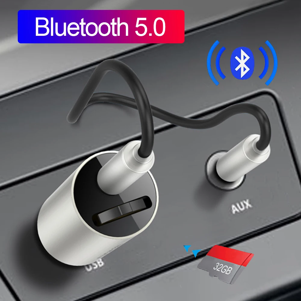 JINSERTA Plug and Play Bluetooth 5,0 вспомогательный приемник адаптер HiFI Автомобильный MP3-плеер TF карта без потерь Музыкальный переключатель папки