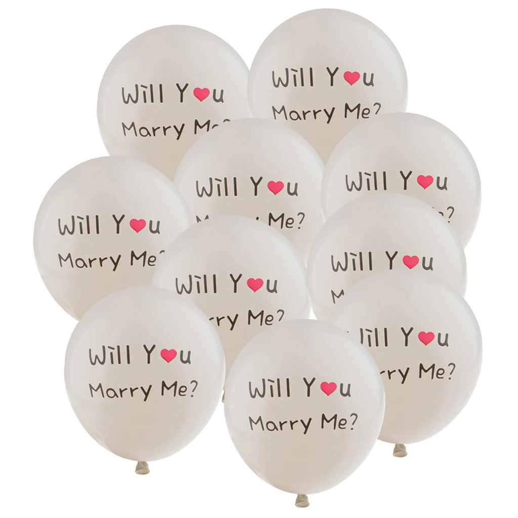 Set of 10pcs White Wedding Balloons, ''Will You Marry Me'' Balloons for Wedding Proposal Decors