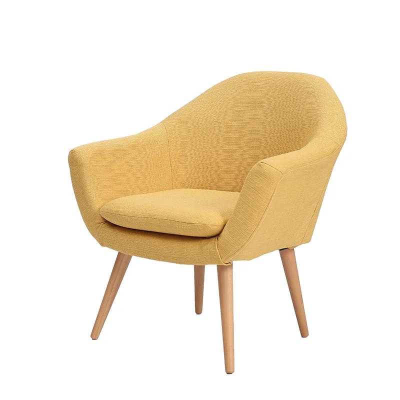 Элегантный стул из мягкой ткани для клуба с деревянными ножками и акцентом для дома, отеля, мебели, современного кресла - Цвет: Yellow Color