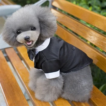 

Pet Dog Cat Clothes Prince Wedding Suit Tuxedo Bow Tie Puppy Coat 5 Sizes For Large Small Dog
